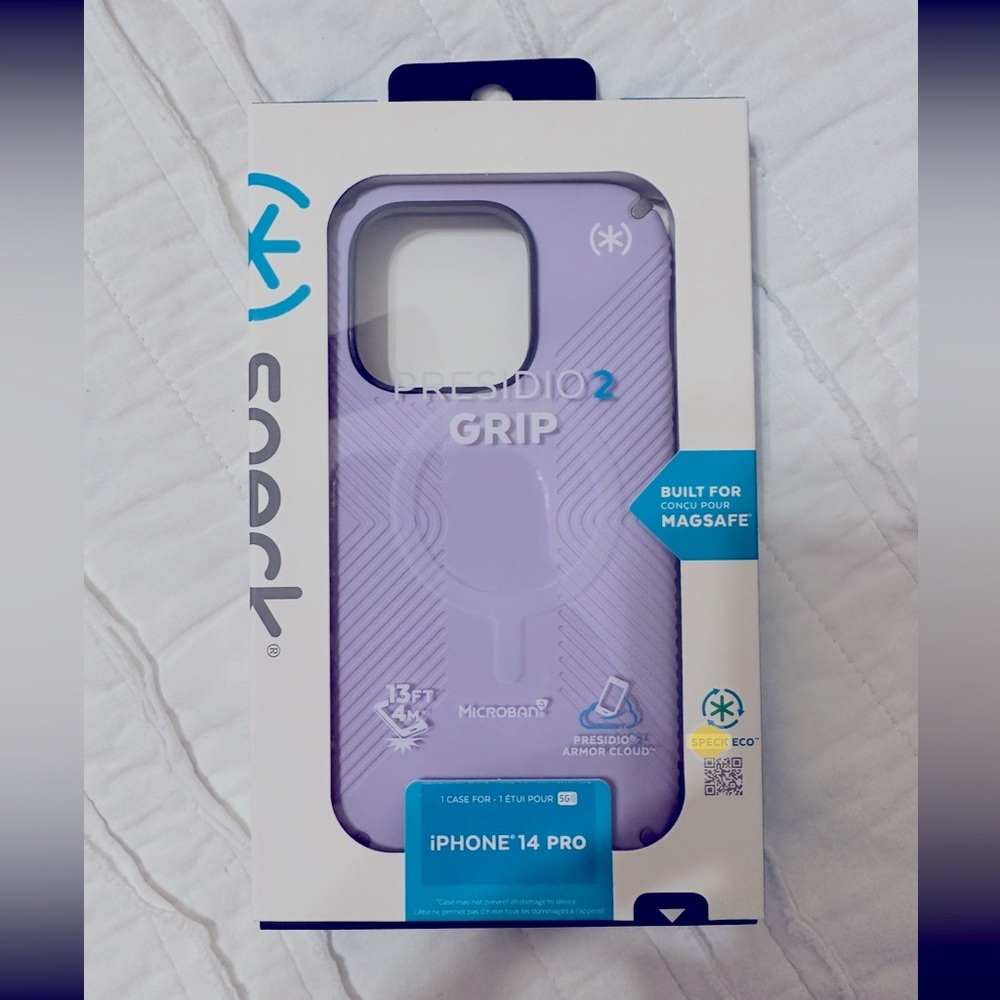 Speck Presidio2 Grip with MagSafe Case - Spring Purple - iPhone 14 Pro